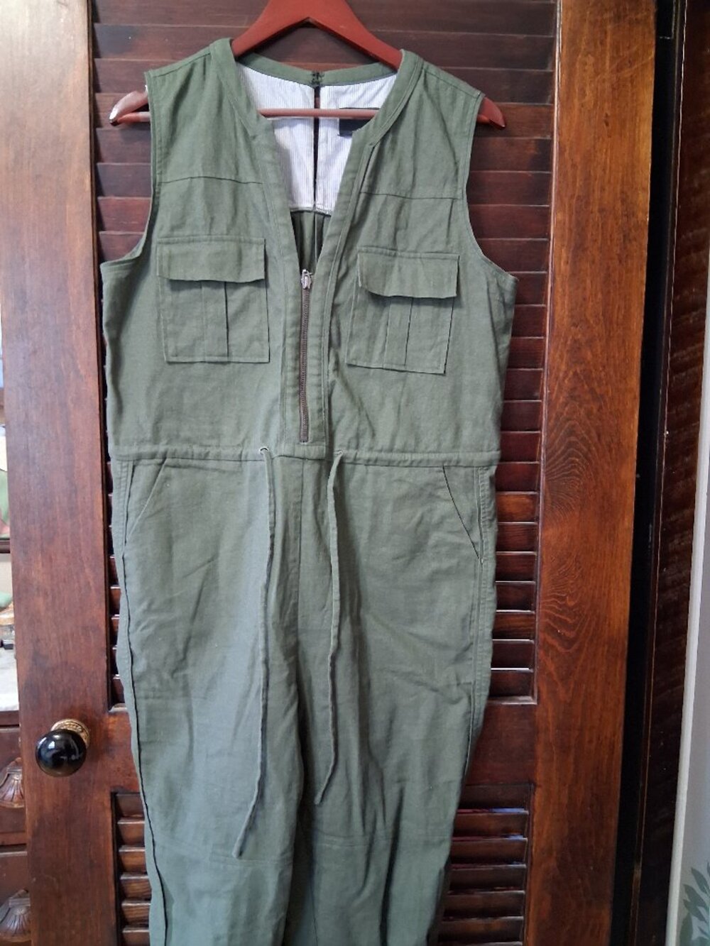 Olive Greylin Cargo Sleeveless Jumpsuit
